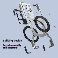 For Samsung Galaxy S25 Ultra Case Kickstand Metal Bumper Magnetic Phone Cover