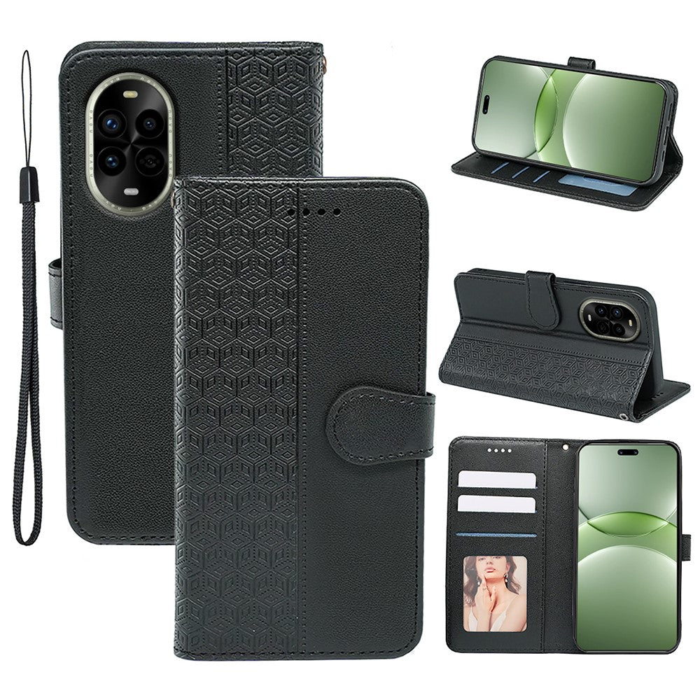 Coque en cuir à motif losanges imprimés anti-rayures pour Huawei Nova 13 Pro 5G 