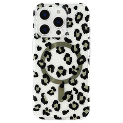 For iPhone 16 Pro Magnetic Case Clear Anti-Yellowing PC + TPU Phone Back Cover Leopard Print Desig - TechGearPal