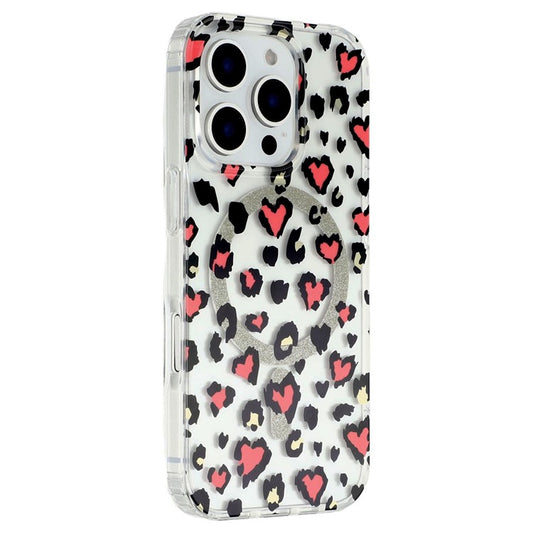 For iPhone 16 Pro Magnetic Case Clear Anti-Yellowing PC + TPU Phone Back Cover Leopard Print Desig