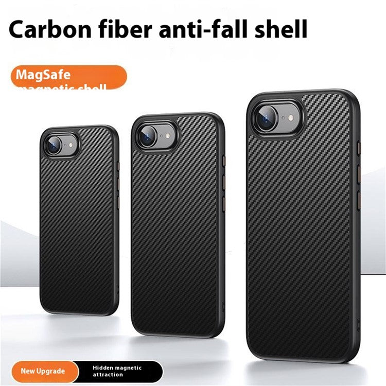 For iPhone 16e Magnetic Case Carbon Fiber Texture PC + TPU Cover - TechGearPal