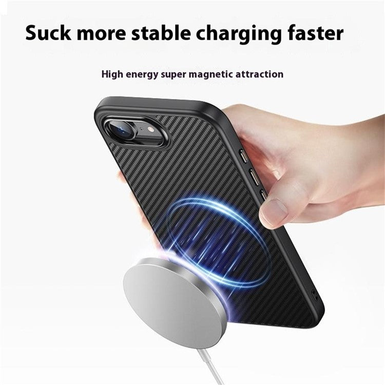 For iPhone 16e Magnetic Case Carbon Fiber Texture PC + TPU Cover - TechGearPal