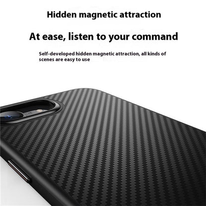For iPhone 16e Magnetic Case Carbon Fiber Texture PC + TPU Cover - TechGearPal