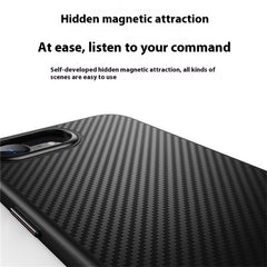 For iPhone 16e Magnetic Case Carbon Fiber Texture PC + TPU Cover - TechGearPal