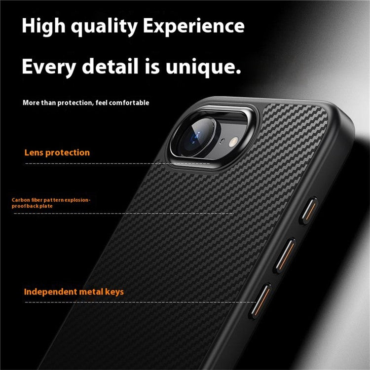 For iPhone 16e Magnetic Case Carbon Fiber Texture PC + TPU Cover - TechGearPal
