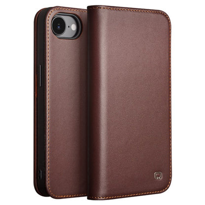 QIALINO For iPhone 16e Stand Case Anti-Drop Genuine Cow Leather Wallet Phone Cover - TechGearPal