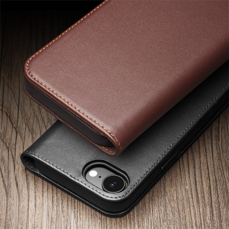 QIALINO For iPhone 16e Stand Case Anti-Drop Genuine Cow Leather Wallet Phone Cover - TechGearPal