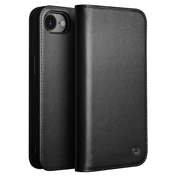 QIALINO For iPhone 16e Stand Case Anti-Drop Genuine Cow Leather Wallet Phone Cover - TechGearPal