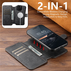 SUTENI Q-05 For iPhone 15 Pro Max Wallet Case 2 in 1 Detachable Leather Flip Phone Cover with Stand - TechGearPal