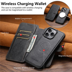 SUTENI Q-05 For iPhone 15 Pro Max Wallet Case 2 in 1 Detachable Leather Flip Phone Cover with Stand - TechGearPal