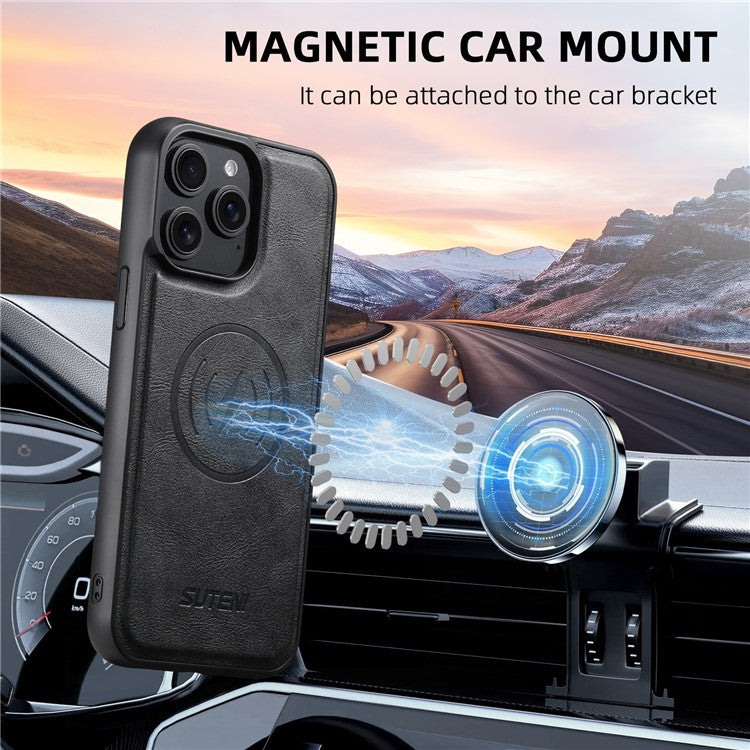 SUTENI Q-05 For iPhone 15 Pro Max Wallet Case 2 in 1 Detachable Leather Flip Phone Cover with Stand - TechGearPal