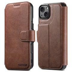 SUTENI Q-05 For iPhone 15 Plus / 14 Wallet Case 2 in 1 Detachable Leather Flip Phone Cover with Stan - TechGearPal
