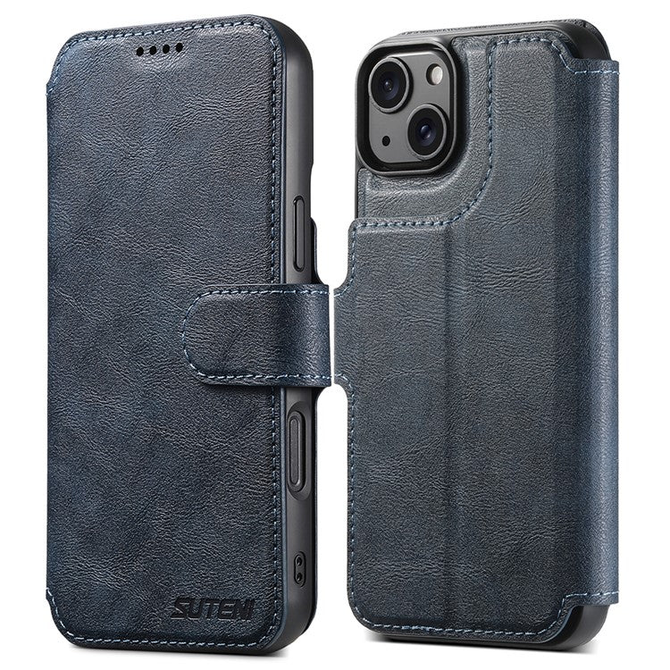 SUTENI Q-05 For iPhone 15 Plus / 14 Wallet Case 2 in 1 Detachable Leather Flip Phone Cover with Stan - TechGearPal