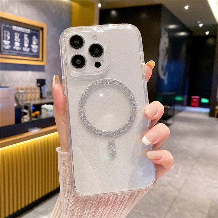 For iPhone 13 Pro Phone Case Compatible with MagSafe Glitter PC + TPU Hybrid Shockproof Cover - TechGearPal