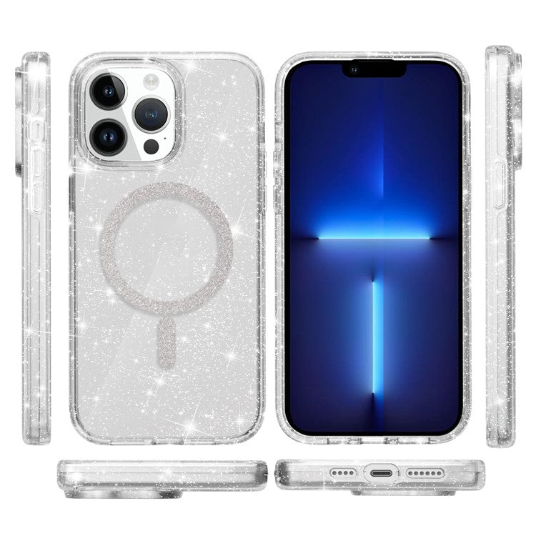 For iPhone 13 Pro Phone Case Compatible with MagSafe Glitter PC + TPU Hybrid Shockproof Cover - TechGearPal