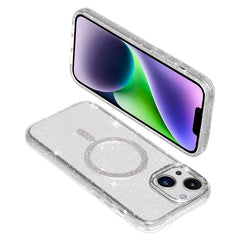 For iPhone 15 Plus / 14 Plus Phone Case Compatible with MagSafe Glitter PC + TPU Hybrid Shockproof Cover - TechGearPal