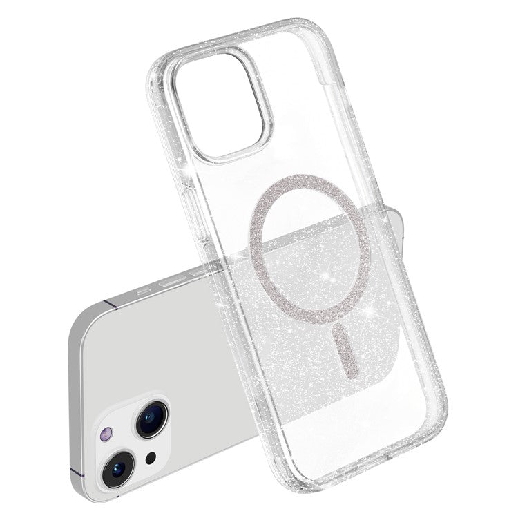 For iPhone 15 Plus / 14 Plus Phone Case Compatible with MagSafe Glitter PC + TPU Hybrid Shockproof Cover - TechGearPal