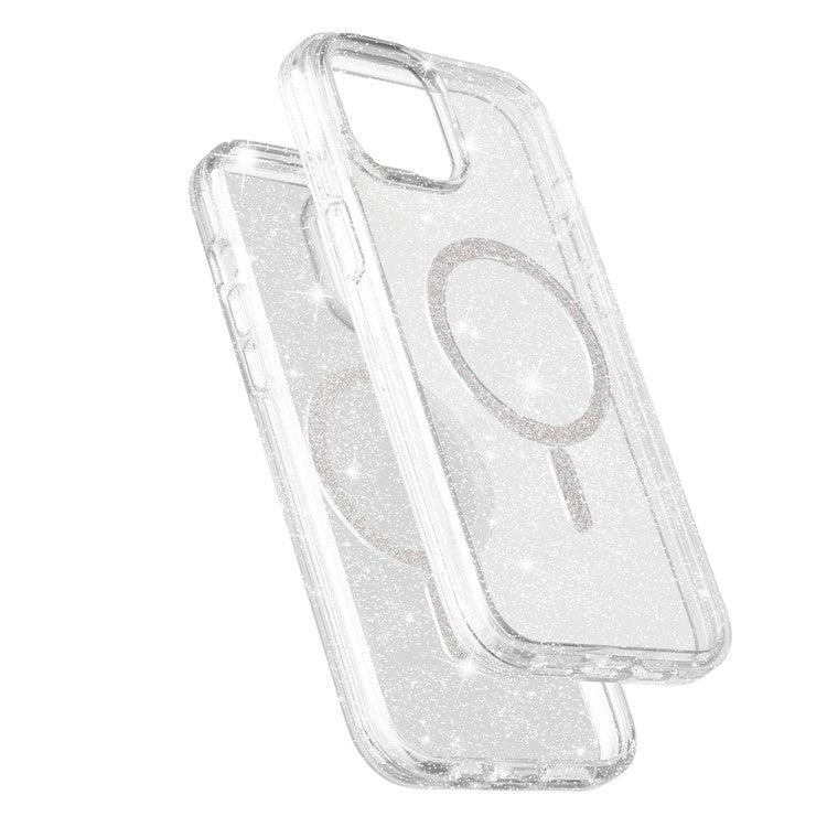 For iPhone 15 Plus / 14 Plus Phone Case Compatible with MagSafe Glitter PC + TPU Hybrid Shockproof Cover - TechGearPal