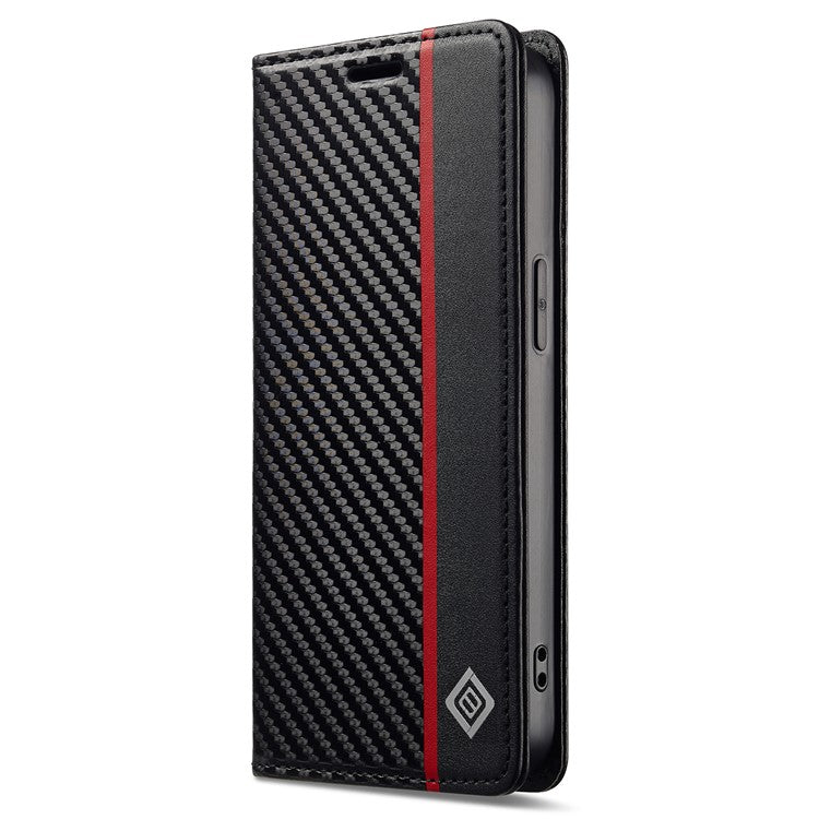 LC.IMEEKE For iPhone 16e Case Carbon Fiber Texture Phone Cover Stand Card Holder - TechGearPal
