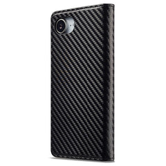 LC.IMEEKE For iPhone 16e Case Carbon Fiber Texture Phone Cover Stand Card Holder - TechGearPal