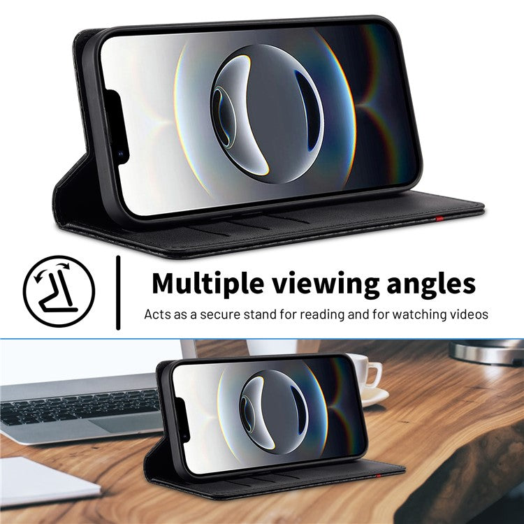 LC.IMEEKE For iPhone 16e Case Carbon Fiber Texture Phone Cover Stand Card Holder - TechGearPal