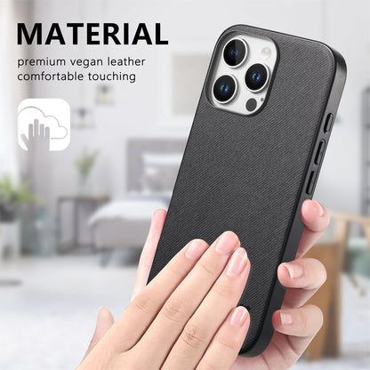 For iPhone 16 Pro Max Leather Phone  Back Cover with Cloth Textur