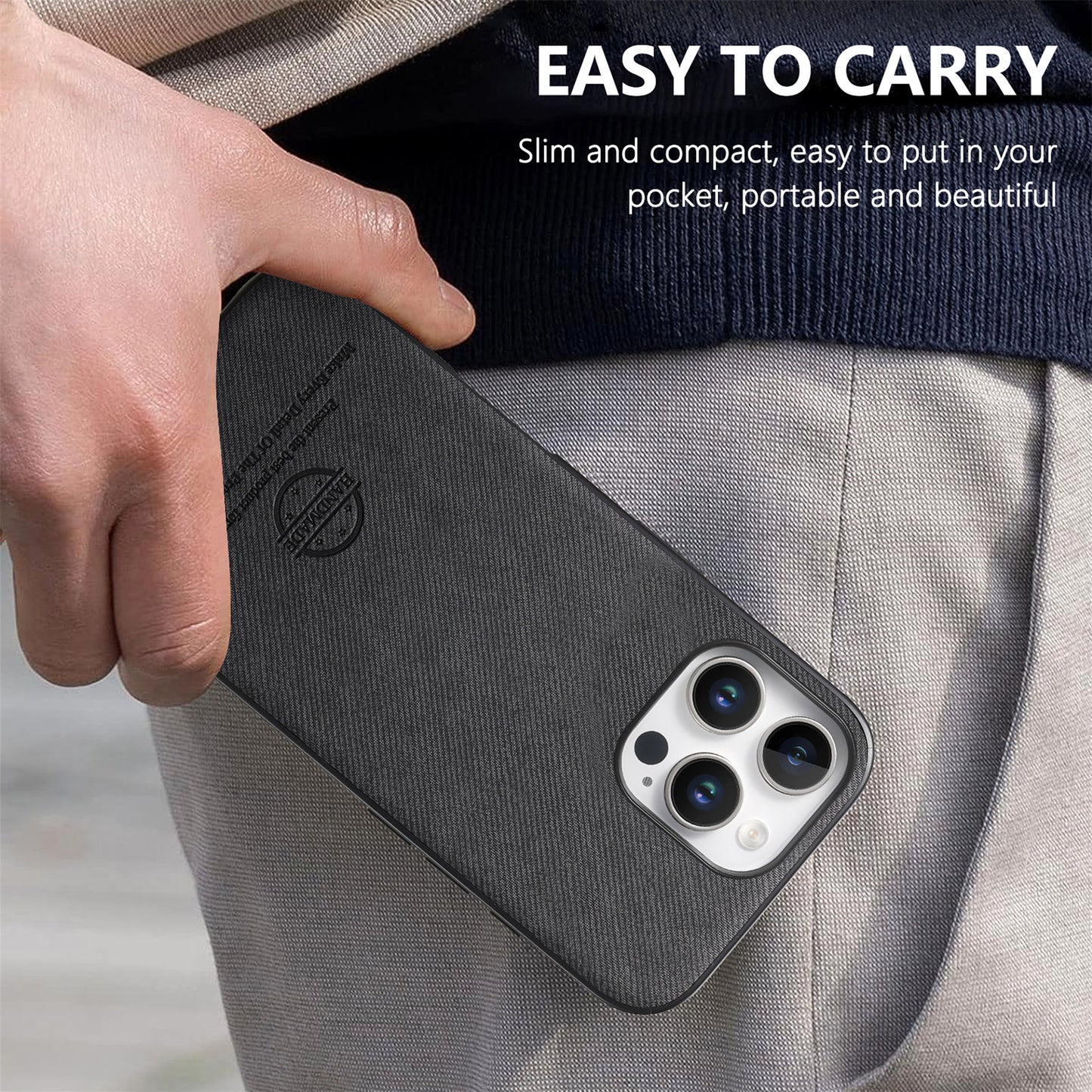 For iPhone 16 Pro Max Leather Phone  Back Cover with Cloth Textur