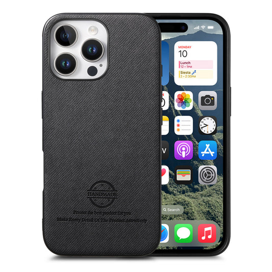 For iPhone 16 Pro Max Leather Phone  Back Cover with Cloth Textur