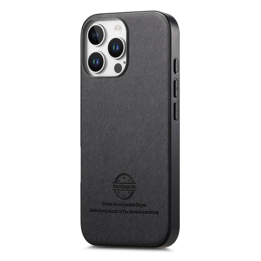 For iPhone 16 Pro Max Leather Phone  Back Cover with Cloth Textur