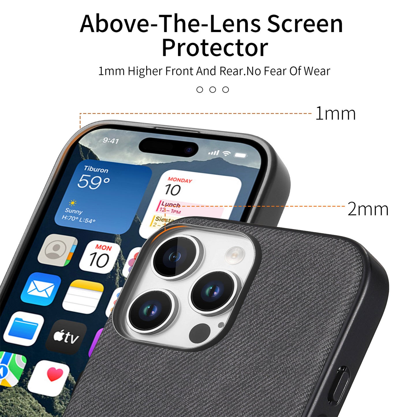For iPhone 16 Pro Max Leather Phone  Back Cover with Cloth Textur