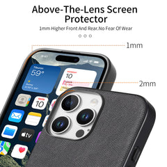 For iPhone 16 Pro Max Leather Phone  Back Cover with Cloth Textur - TechGearPal