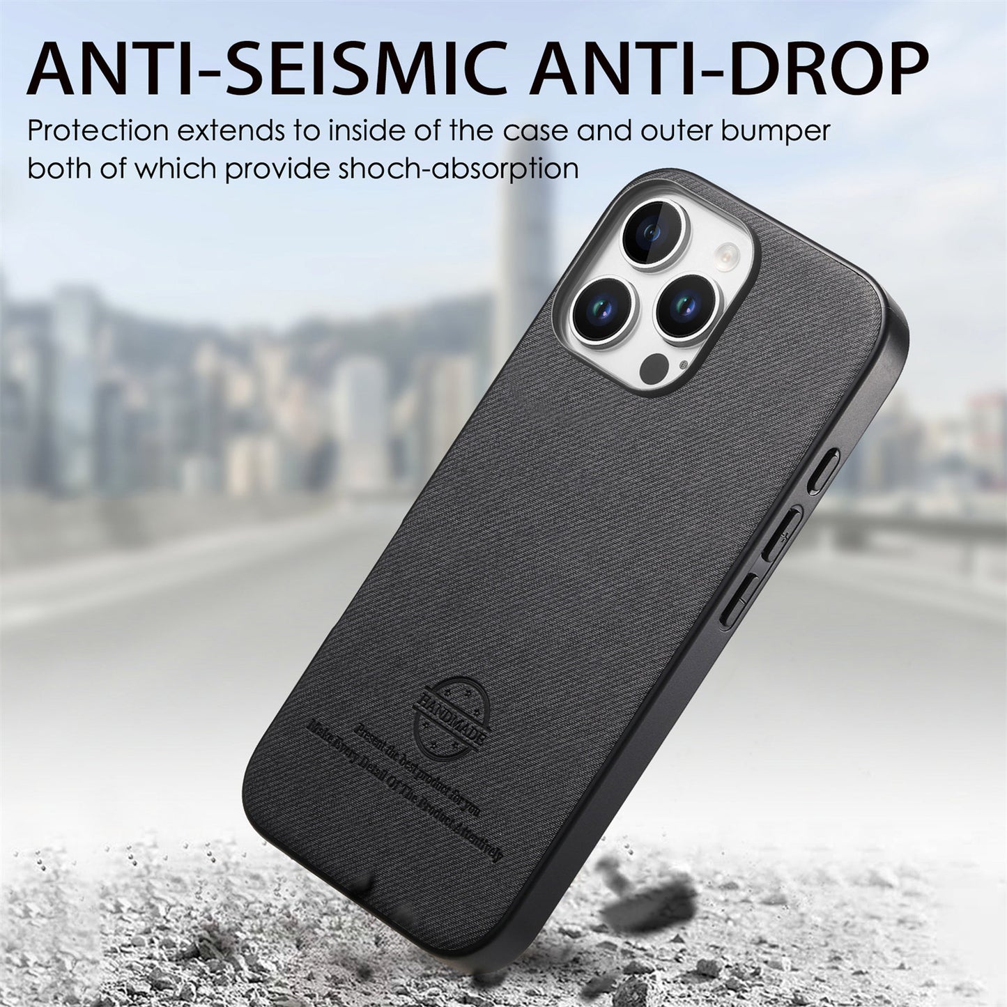 For iPhone 16 Pro Max Leather Phone  Back Cover with Cloth Textur