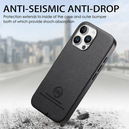 For iPhone 16 Pro Max Leather Phone  Back Cover with Cloth Textur