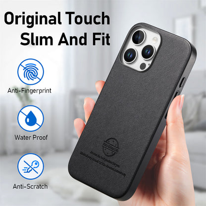 For iPhone 16 Pro Max Leather Phone  Back Cover with Cloth Textur