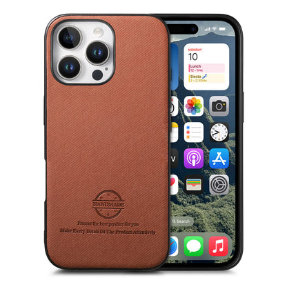 For iPhone 16 Pro Max Leather Phone  Back Cover with Cloth Textur