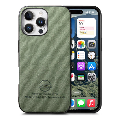 For iPhone 16 Pro Max Leather Phone  Back Cover with Cloth Textur
