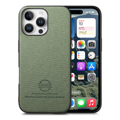 For iPhone 16 Pro Max Leather Phone  Back Cover with Cloth Textur - TechGearPal