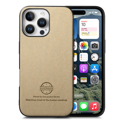 For iPhone 16 Pro Max Leather Phone  Back Cover with Cloth Textur