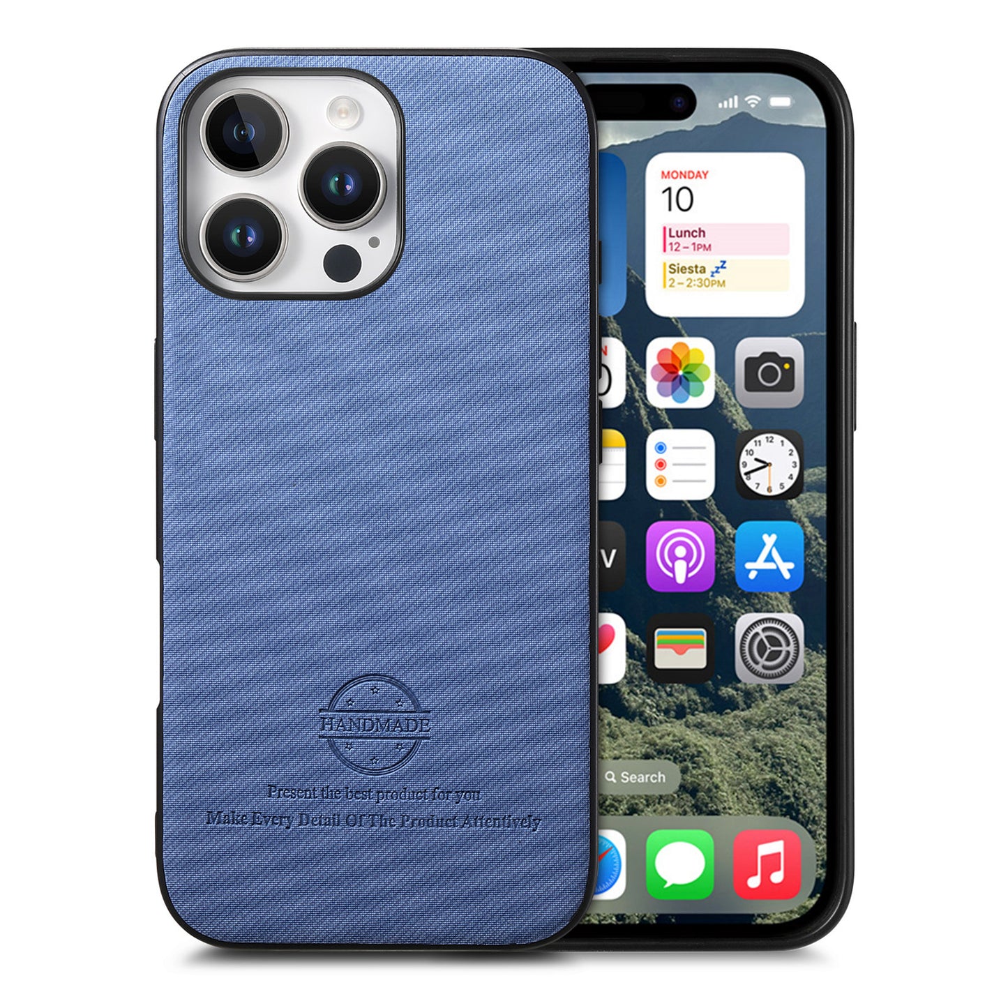 For iPhone 16 Pro Max Leather Phone  Back Cover with Cloth Textur