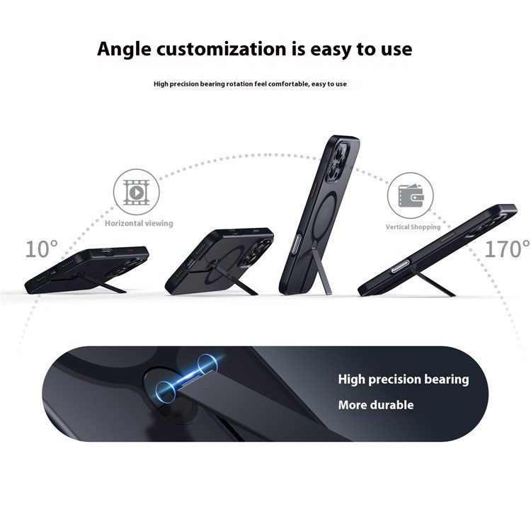 For iPhone 13 Pro Max Case Compatible with MagSafe Rotating Straight Kickstand TPU + PC Matte Phone Cove - TechGearPal