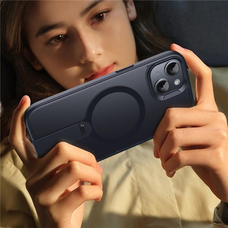 For iPhone 14 Case Compatible with MagSafe Rotating Straight Kickstand TPU + PC Matte Phone Cove - TechGearPal
