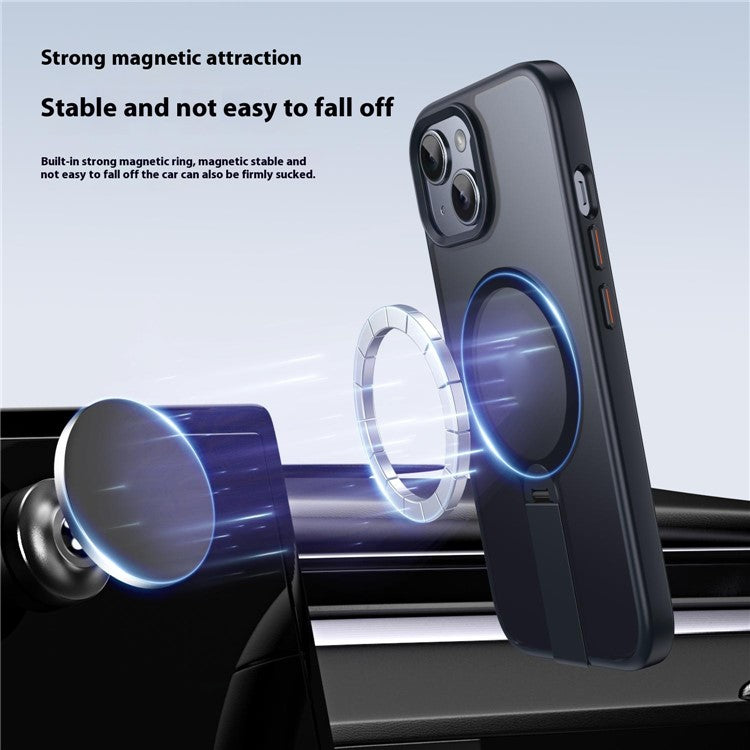 For iPhone 14 Case Compatible with MagSafe Rotating Straight Kickstand TPU + PC Matte Phone Cove - TechGearPal