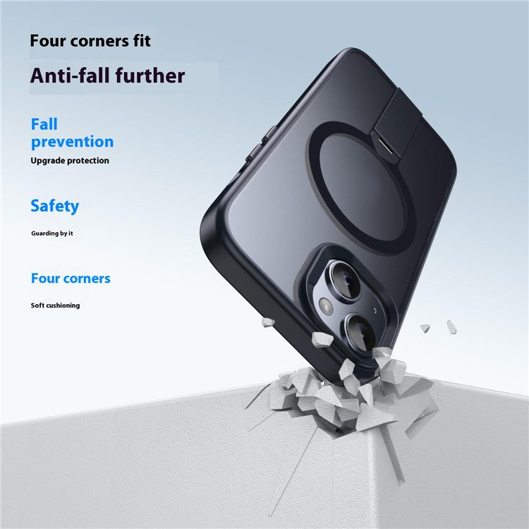 For iPhone 14 Case Compatible with MagSafe Rotating Straight Kickstand TPU + PC Matte Phone Cove - TechGearPal