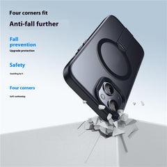 For iPhone 14 Case Compatible with MagSafe Rotating Straight Kickstand TPU + PC Matte Phone Cove - TechGearPal