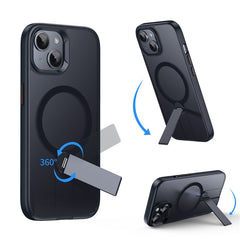 For iPhone 14 Case Compatible with MagSafe Rotating Straight Kickstand TPU + PC Matte Phone Cove - TechGearPal