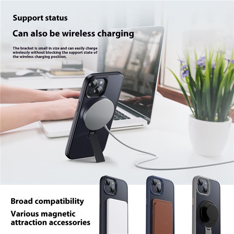 For iPhone 15 Case Compatible with MagSafe Rotating Straight Kickstand TPU + PC Matte Phone Cove - TechGearPal