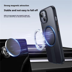 For iPhone 15 Case Compatible with MagSafe Rotating Straight Kickstand TPU + PC Matte Phone Cove - TechGearPal