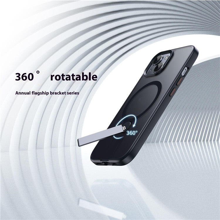 For iPhone 15 Case Compatible with MagSafe Rotating Straight Kickstand TPU + PC Matte Phone Cove - TechGearPal