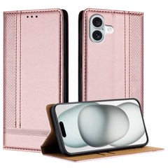 For iPhone 16 Plus Case L-Shaped Grid Pattern Leather Stand Phone Cover with Card Slots