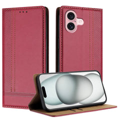 For iPhone 16 Case L-Shaped Grid Pattern Leather Stand Phone Cover with Card Slots
